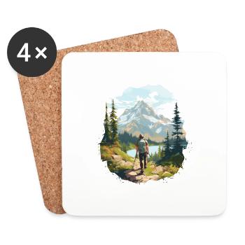 Explore the World on Foot: Hiking Adventure Shirt - Coasters (set of 4) - white - Front