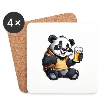 Panda / Animal / Zoo / Bambou / Sauvage / Enfantin - Dessous de verre (lot de 4) - blanc - Devant