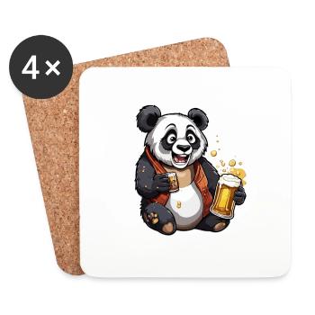 Panda / Animal / Zoo / Bamboo / Wild / Childlike - Coasters (set of 4) - white - Front