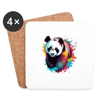 Panda / Animal / Zoo / Bamboo / Wild / Childlike - Coasters (set of 4) - white - Front