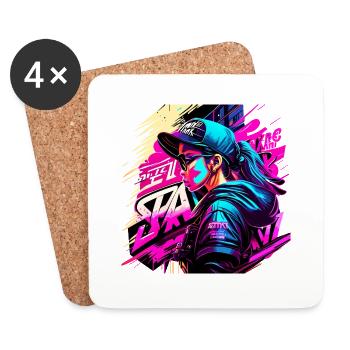 Graffitti Girl - Coasters (set of 4) - white - Front