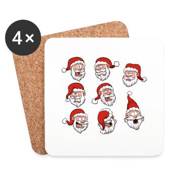 Visages du Père Noël - Dessous de verre (lot de 4) - blanc - Devant
