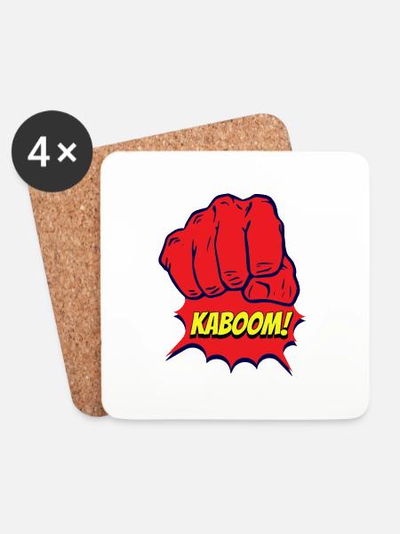 Red and strong fist, kaboom - Coasters (set of 4) - white