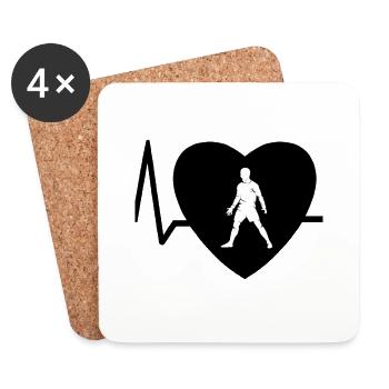 Heartbeat Football 2 (en anglais seulement) - Dessous de verre (lot de 4) - blanc - Devant