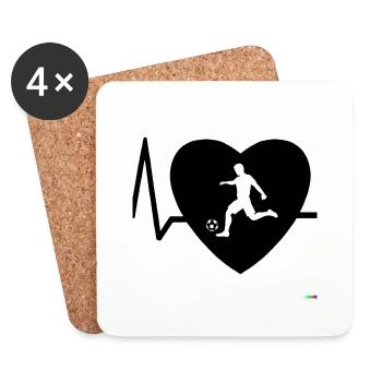Heartbeat Football 2 (en anglais seulement) - Dessous de verre (lot de 4) - blanc - Devant
