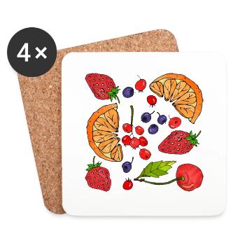 Obst - Untersetzer (4er-Set) - Weiß - Vorne