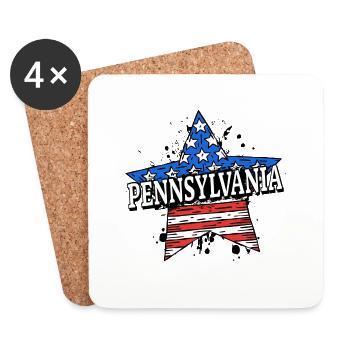 Pennsylvania - USA - United States of America - Coasters (set of 4) - white - Front