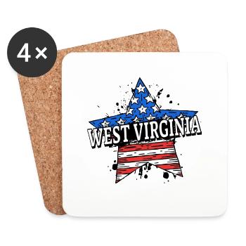 West Virginia - USA - United States of America - Coasters (set of 4) - white - Front