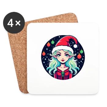 Elf Christmas Illustration - Coasters (set of 4) - white - Front
