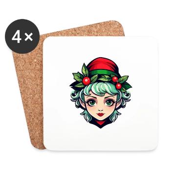 Elf Christmas Illustration - Coasters (set of 4) - white - Front