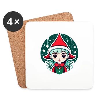 Elf Christmas Illustration - Coasters (set of 4) - white - Front