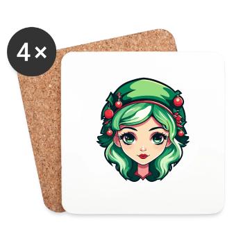Elf Christmas Illustration - Coasters (set of 4) - white - Front