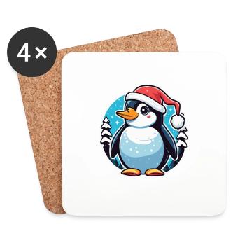 Penguin Christmas Illustration - Coasters (set of 4) - white - Front