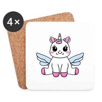 Einhorn Fabelwesen Mädchen Fabeltier Einhörner - Untersetzer (4er-Set) - Weiß - Vorne