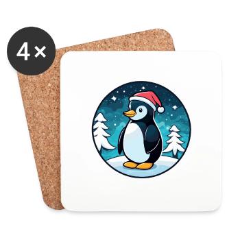 Penguin Christmas Illustration - Coasters (set of 4) - white - Front