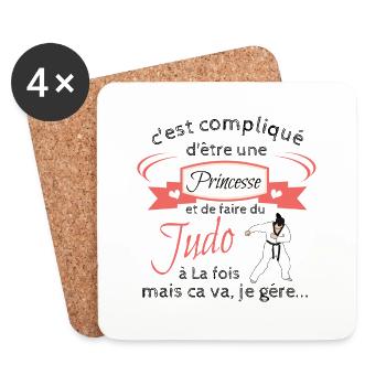Judo - Dessous de verre (lot de 4) - blanc - Devant