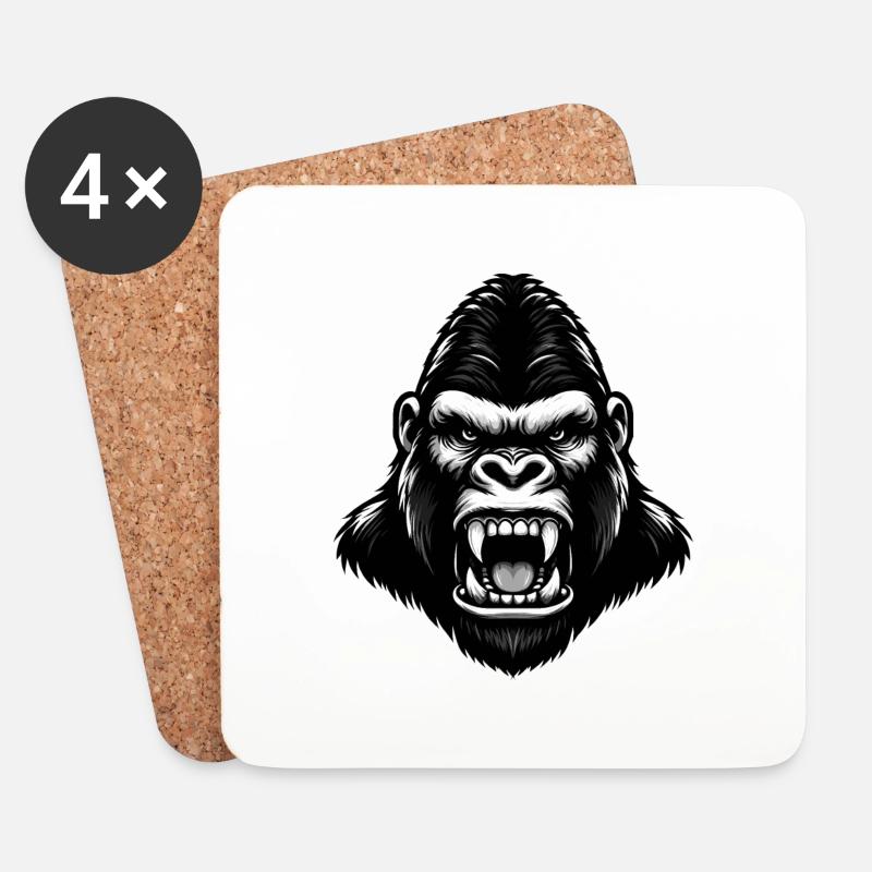 Wütender Gorilla - Untersetzer (4er-Set) - Weiß