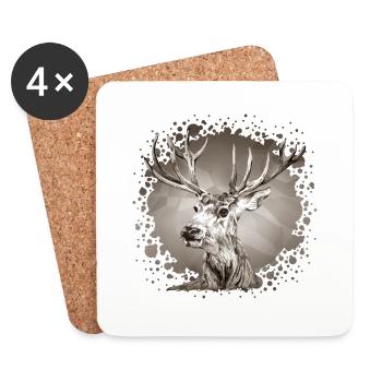 Cerf - Dessous de verre (lot de 4) - blanc - Devant