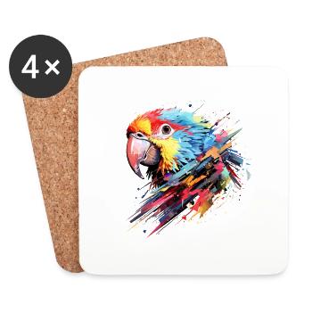 Perroquet, Oiseau, Liberté Animale, Monde, Merveille de la faune - Dessous de verre (lot de 4) - blanc - Devant