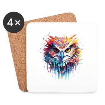Eule Vogel Tier Natur Freiheit Wildtierwunder - Untersetzer (4er-Set) - Weiß - Vorne