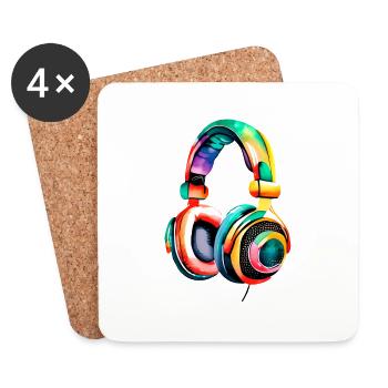 Headphones, Vocals, Musicians, Gamers, Singers, Listen to Music - Coasters (set of 4) - white - Front
