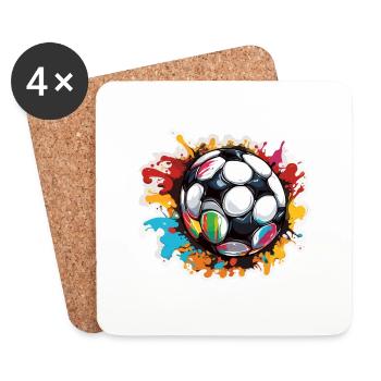Football / Jeu / Ballon / Terrain / Tir - Dessous de verre (lot de 4) - blanc - Devant