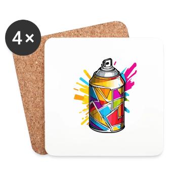 Spray Can / Art / Spray / Street Art / Wall - Coasters (set of 4) - white - Front