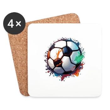 Football / Jeu / Ballon / Terrain / Tir - Dessous de verre (lot de 4) - blanc - Devant