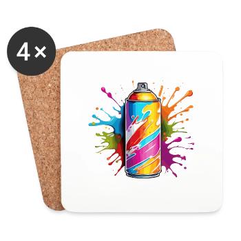 Spray Can / Art / Spray / Street Art / Wall - Coasters (set of 4) - white - Front
