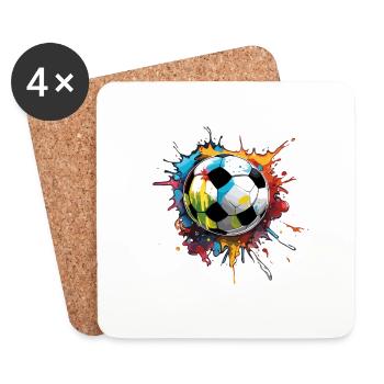 Football / Jeu / Ballon / Terrain / Tir - Dessous de verre (lot de 4) - blanc - Devant