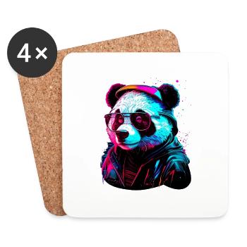 Panda hipster - Coasters (set of 4) - white - Front