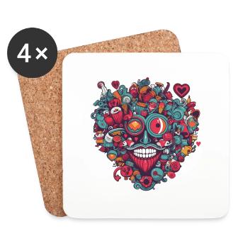 Herz Liebe - Untersetzer (4er-Set) - Weiß - Vorne