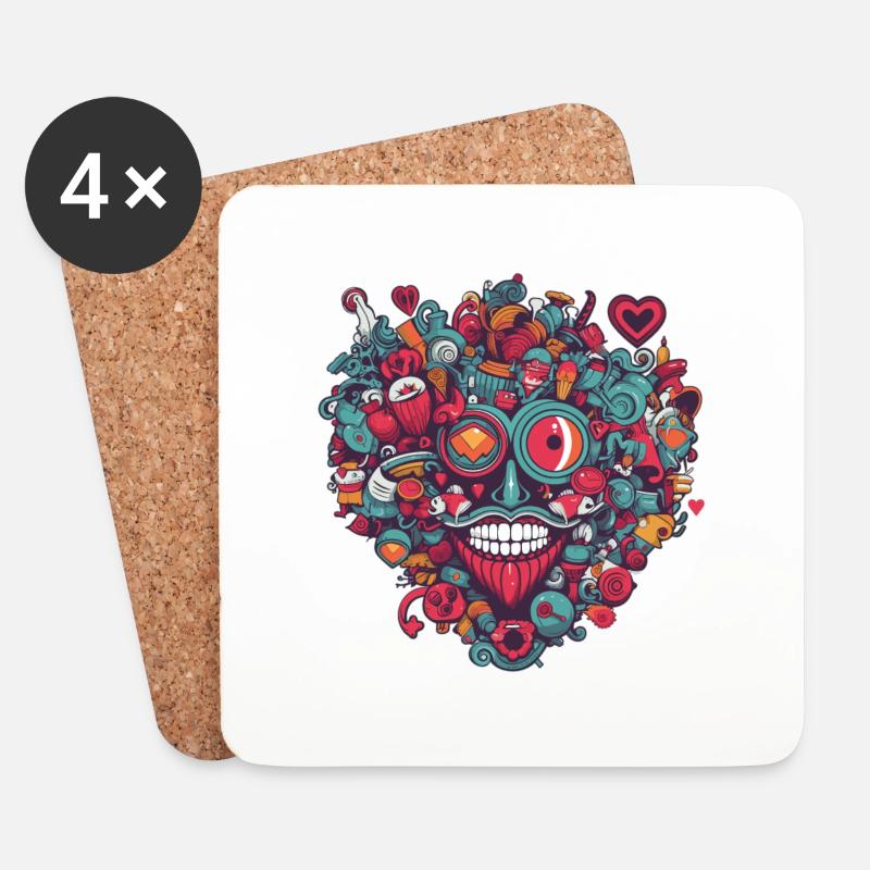 Herz Liebe - Untersetzer (4er-Set) - Weiß