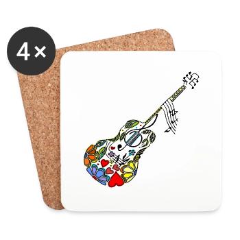 Gitarre - Untersetzer (4er-Set) - Weiß - Vorne