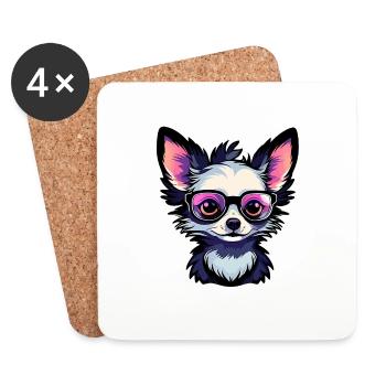 Chihuahua Dog Drawing - Coasters (set of 4) - white - Front
