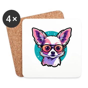 Chihuahua Hund Zeichnung - Untersetzer (4er-Set) - Weiß - Vorne