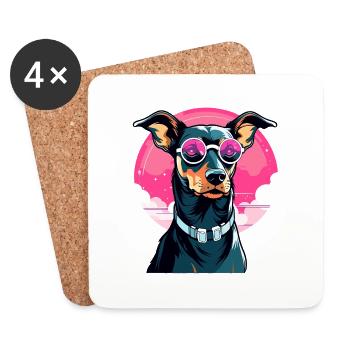 Doberman Dog Drawing - Coasters (set of 4) - white - Front