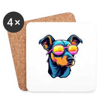 Doberman Dog Drawing - Coasters (set of 4) - white - Front