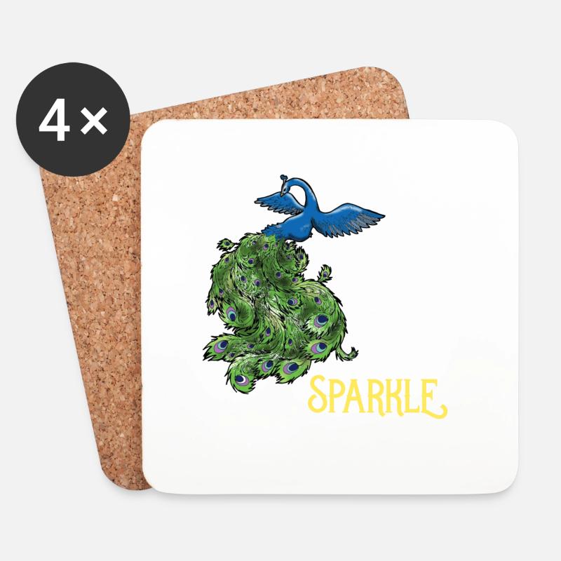 pfau bunt sparkle lustig Geschenk Vogel Spruch - Untersetzer (4er-Set) - Weiß
