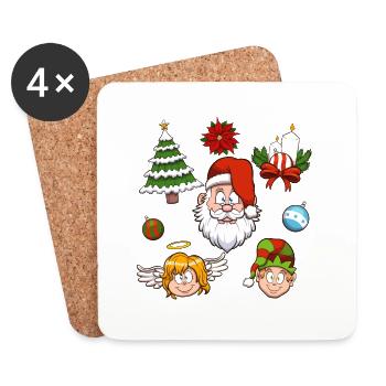 Éléments de Noël - Dessous de verre (lot de 4) - blanc - Devant