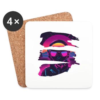Retro Synthwave 80s Racer Driver - Coasters (set of 4) - white - Front