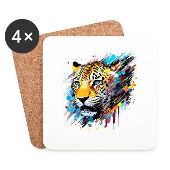 Panthère Animal Freedom World Wildlife Résumé - Dessous de verre (lot de 4) - blanc - Devant