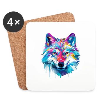 Wolf Animal Freedom World Wildlife Wonder Abstract - Untersetzer (4er-Set) - Weiß - Vorne