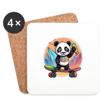 Panda / Animal / Zoo / Bamboo / Wild / Childlike - Coasters (set of 4) - white - Front