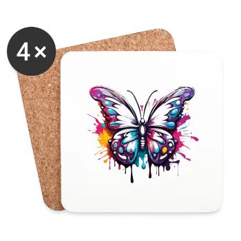 Butterfly / Animal / Insect / Flying / Summer - Coasters (set of 4) - white - Front