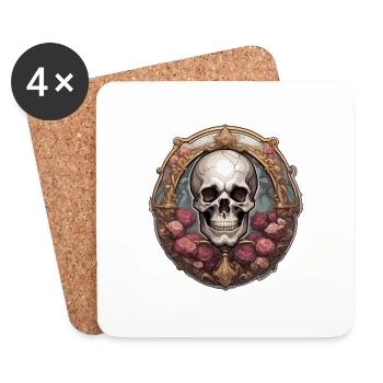 Skull / Totenkopf / Skelett / Gothic / Grusel - Untersetzer (4er-Set) - Weiß - Vorne