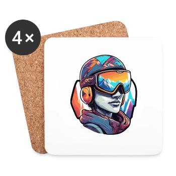 Snowboarder / Winter Sports / Piste / Snow / Alps - Coasters (set of 4) - white - Front