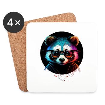 Hipster raccoon - Coasters (set of 4) - white - Front