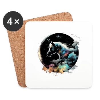 Licorne de nuit - Dessous de verre (lot de 4) - blanc - Devant