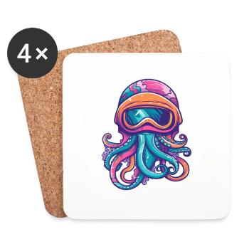 Octopus Wintersport - Untersetzer (4er-Set) - Weiß - Vorne